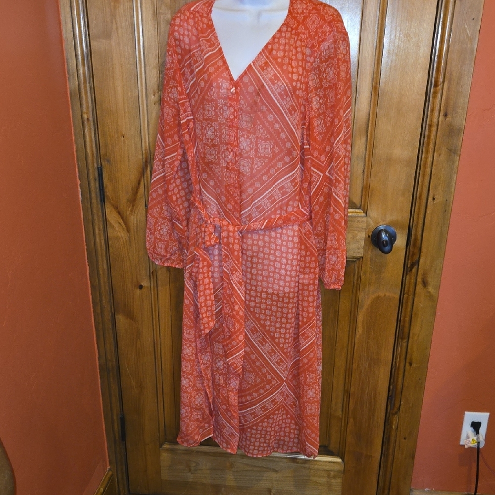 Lane Bryant Vibrant Orange Long Sleeve Dress
